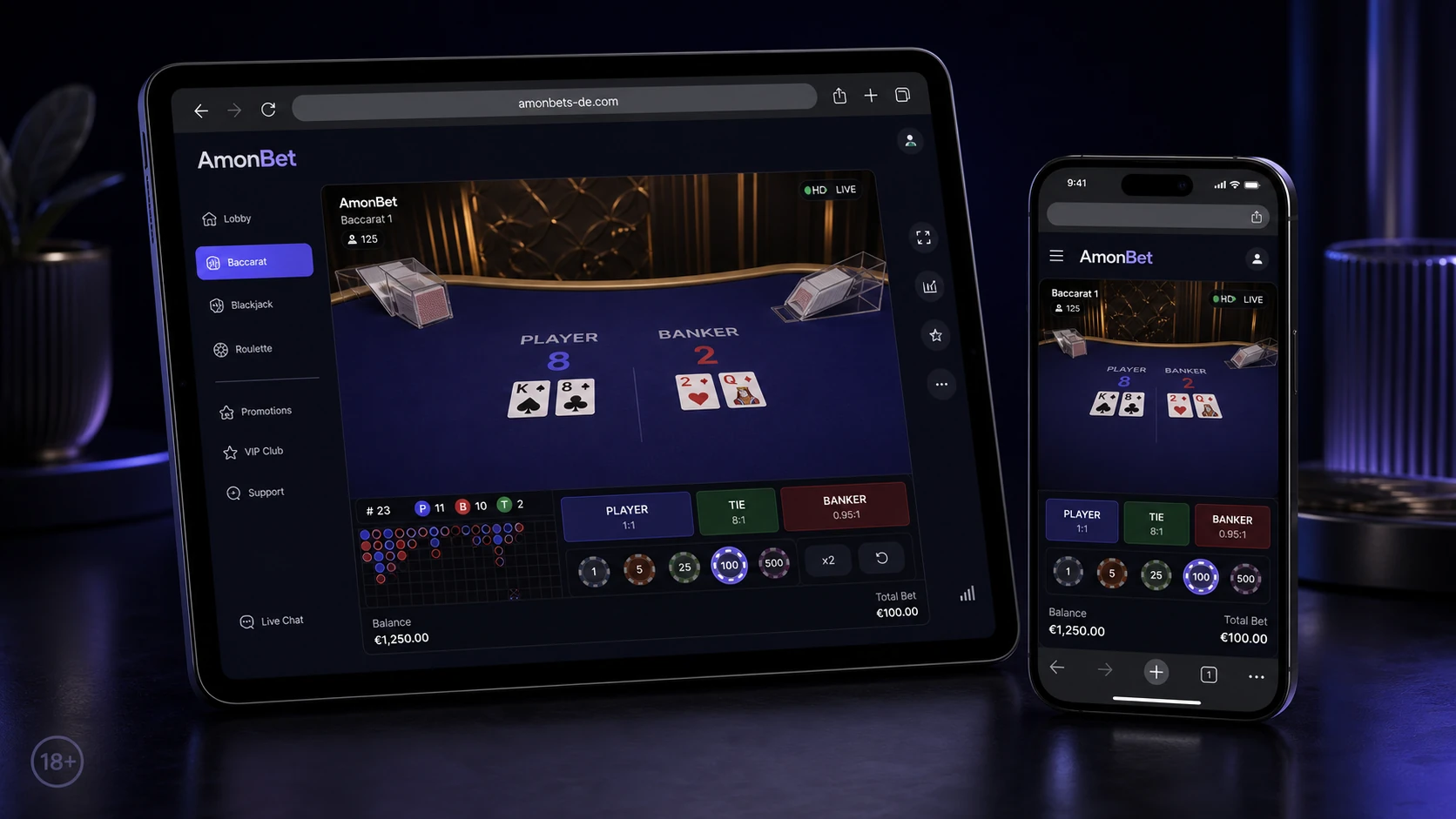 Mobile Nutzung und AmonBet Live Casino App
