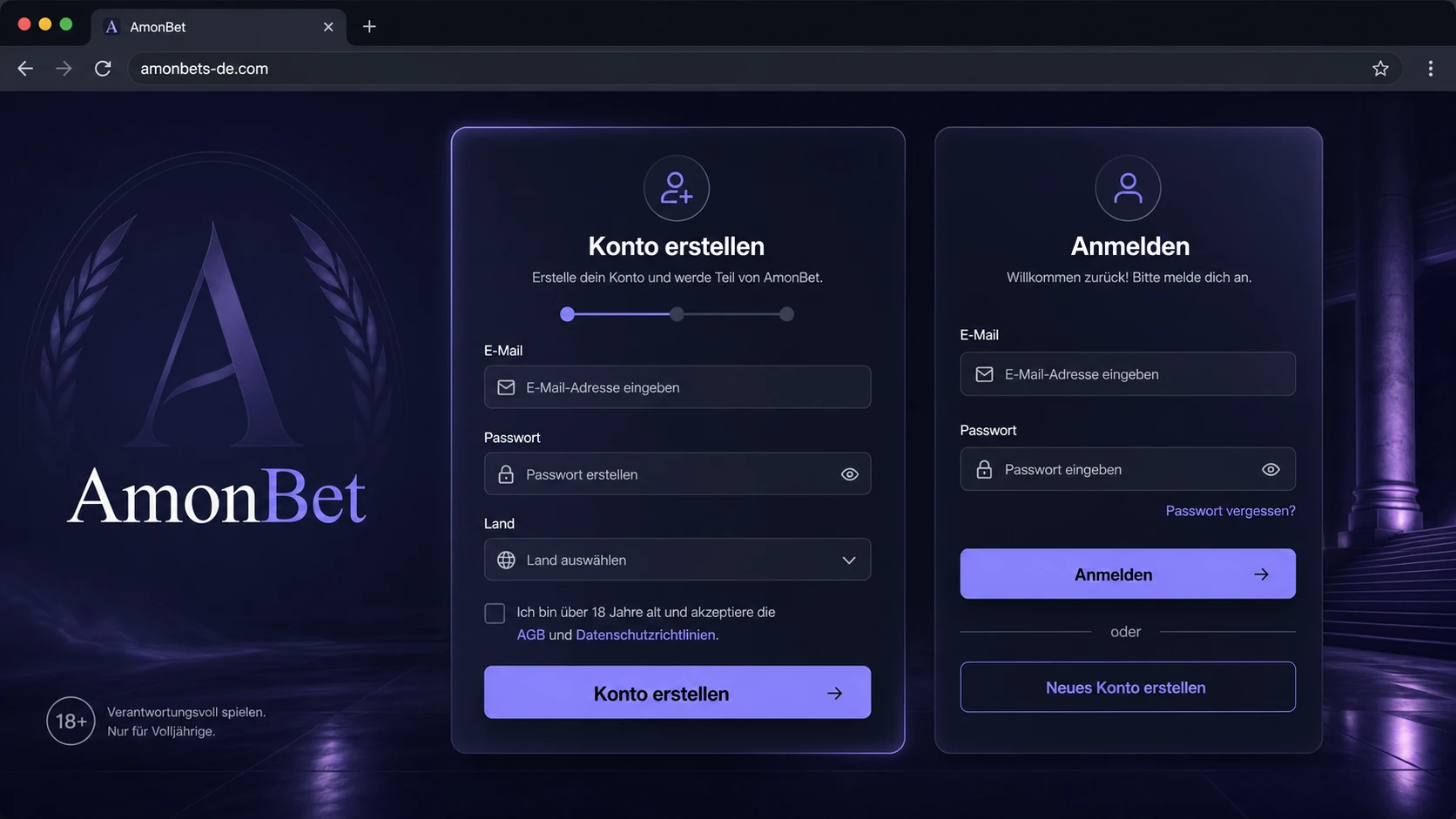 Registrierung und AmonBet Login